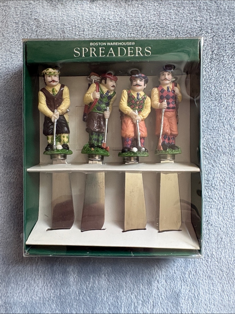 Boston Warehouse Green & Multicolor Golfer Spreader Set Vintage